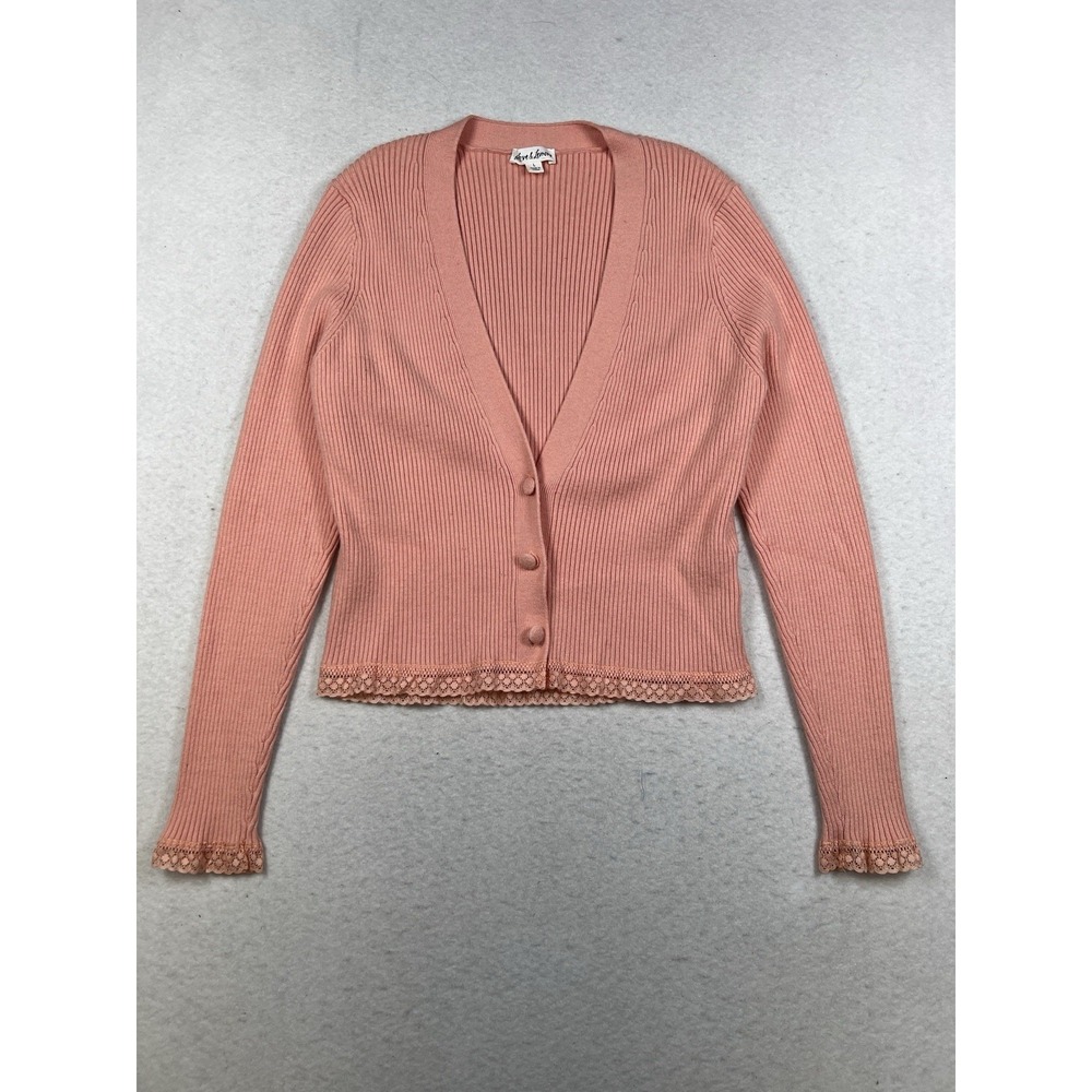 For Love And Lemons Ribbed Peach Cardigan Size L EUC